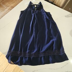 Iz Byer Midnight Blue Lace Halter Dress